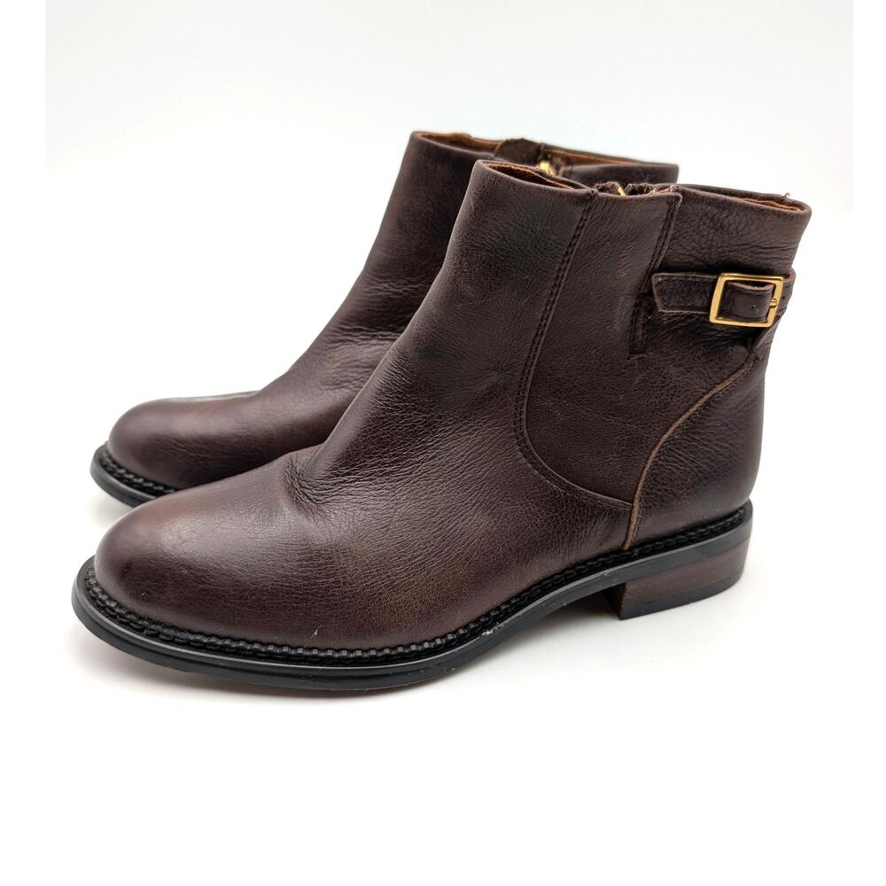 Franco Sarto Hansa Leather Ankle Booties Women's Brown Leather Sz US5.5M EU35.5